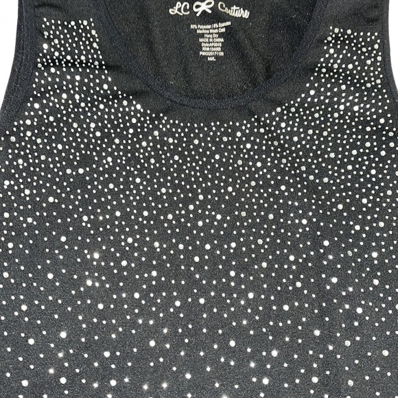 LC Couture Black Rhinestone Tank Top Size M/L - Picture 4 of 8
